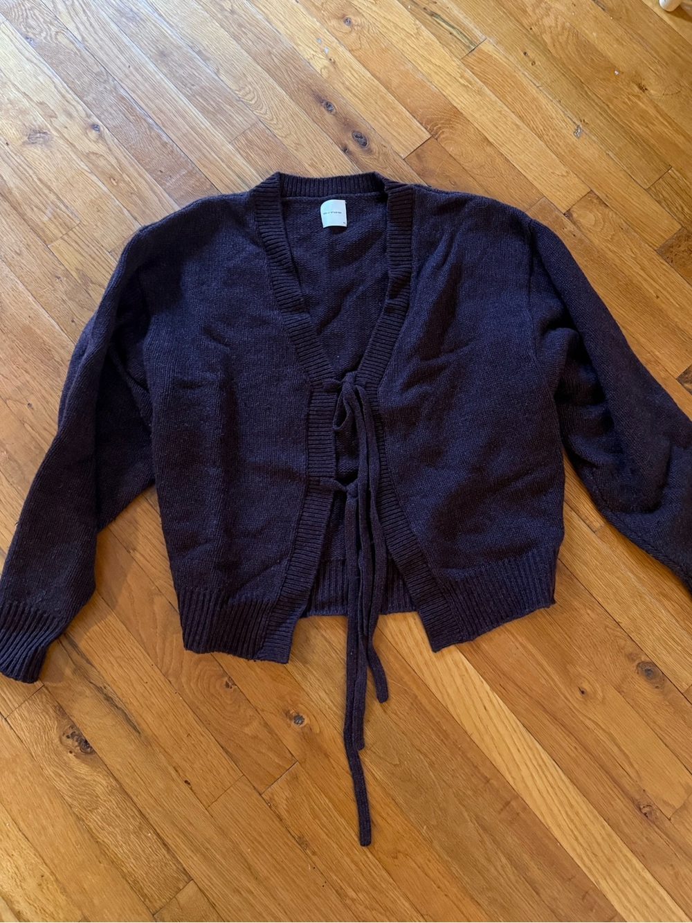 Deiji Studios Two Tie Front Cardigan - Plum